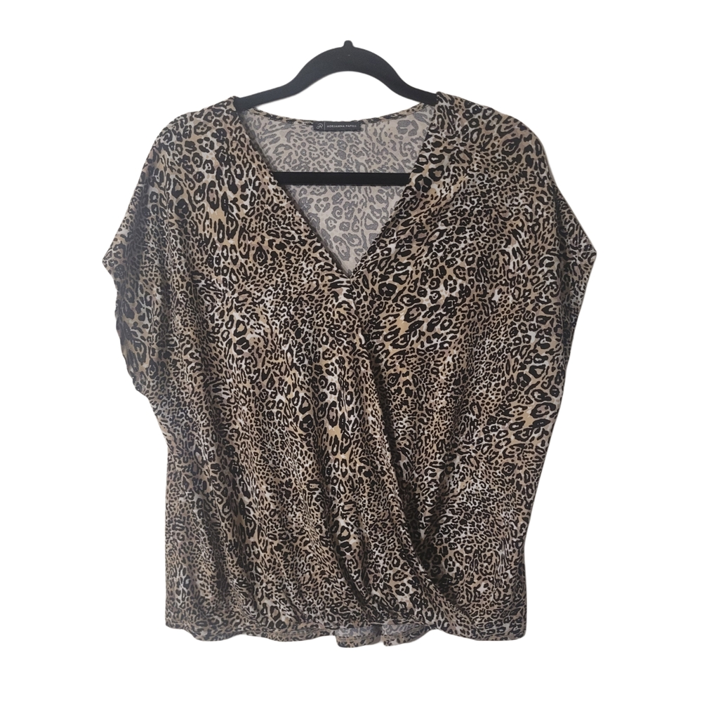 Adrianna Papell Cheetah Print Blouse Relaxed Style Size XL